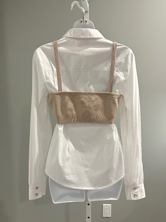 CINQ A SEPT Chic Crisp White Button Down with Bustier Sz S NEW $395!! - Picture 3 of 3